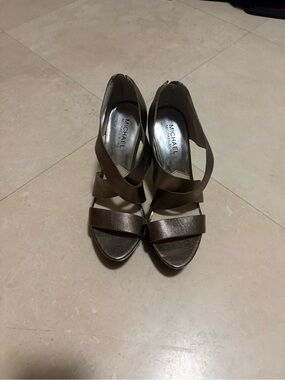 Michael Kors Bronze/silver Strappy Leather Heels